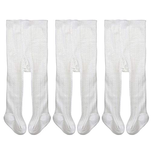 Image of EPEIUS Baby Girl Tights Cable Knit Cotton Seamless Footed Leggings 0-6Y