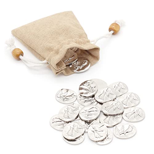 Gaberic 20 Pcs Spirit Guardian Angel Token - Good Luck Pocket Coin Lucky Coins - Handcrafted Silver Metal Tokens Worry Angel Coins Christian Gifts for Family Friends (Silver)