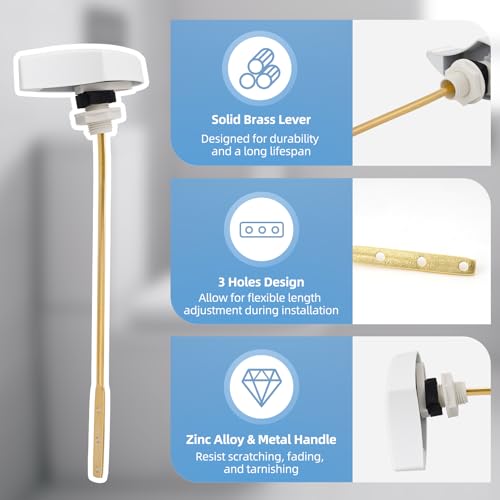 Image of Hibbent Toilet Handle Replacement Compatible with TOTOTHU004-CP Trip Lvr for ST701, CST854, CST884,Side Mount Toilet Flush Handle, Flush Tank Lever, White