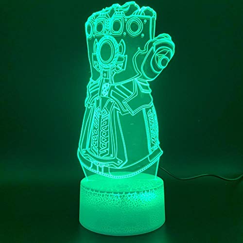 Preisvergleich Produktbild 3D Illusionslampe LED Nachtlicht Marvel Thanos Handschuh Design Schlafzimmer Luminaria Crafts Jungen Schlafzimmer Atmosphäre Kinder Geburtstagsgeschenk