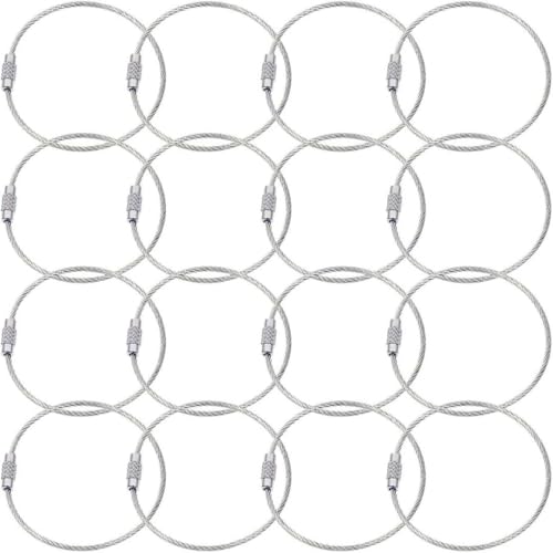 BlueCosto - Wire Keychain Cable - 20 PK, 6.7” / 17cm - 2mm Thick Stainless Steel Keyring Wire Loops - Secure Screw Lock for Hanging Luggage Tags & Organizing Keys