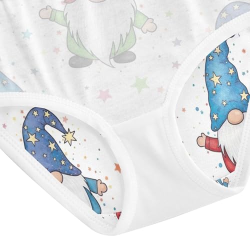 Cute Gnomes Colorful Stars White Underwear for Girls, Toddler Panties, Girls Underwear Cotton, 2–8 Years4