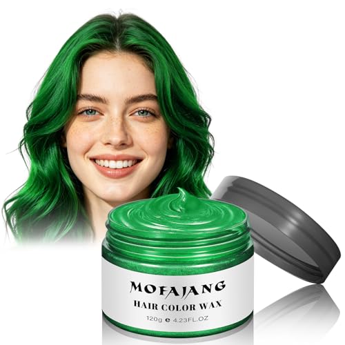 Green Hair Spray Temporary Hair Color Wax for St Patricks Day 4.23 Oz Natural Hair Wax Color Spray Kids Women Temporary Hair Dye Wax Styling Clay Gel Pomades for Cosplay Party Role Playing (Green)