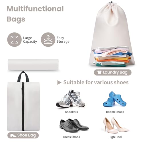 Packing Cubes for Travel | 10 Set Cream |Durable Luggage Organizer 4 Size(Extra Large, Large, Medium, Small),Comprehensive Cubes for Toiletry,Underwear, Shoe,Travel Essentials,Efficient Women Gifts