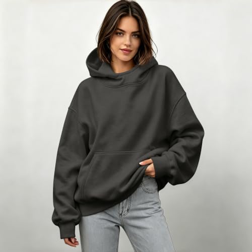 Funnel Neck Hoodie Women Oversized Mock Neck Sweatshirt Fall Outfits - image 2