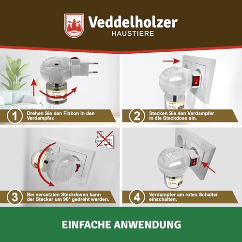 Veddelholzer Relax Cat Pheromone Katzen Diffusor Set bestehend aus Verdampfer + 45ml Flakon Beruhigungsmittel für Katzen Entspannungs & Anti Stress Mittel für Katzen urinieren verhindern gegen kratzen