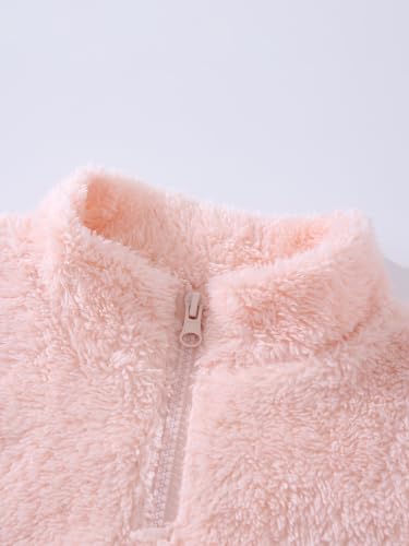 Image of Girls Sweatshirts Quarter-zip Sherpa Fleece Pullover Fuzzy Jacket