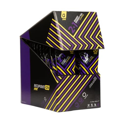 Gel Energético con Magnesio + Glucosa + Electrolitos y Cafeína para Deportistas Ciclismo Running y Calambres Musculares - Sabor Cola Sin Gluten Ni Lactosa - Pack 24 Sobres Apto Veganos | RECUPERATION
