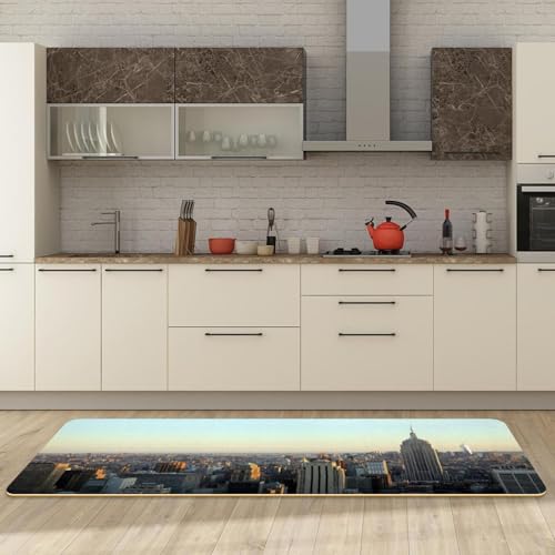 2 alfombrillas de cocina lavables y absorbentes con estampado de ciudad 3