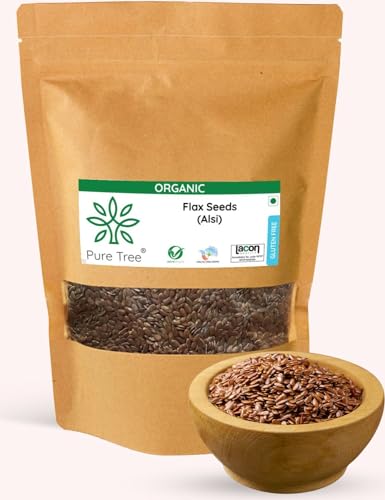 Image of Pure Tree Certified Organic Alsi Seeds | 400 g | Flax Seeds | Aviselu Seeds Linseed | Plant Based Omega 3 | For Salads, Smoothies Healthy Snacks, Granola