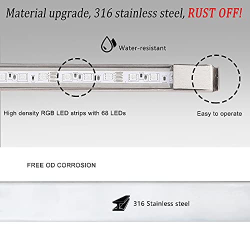 Pondo Psc1200 Replacement 47'' Led Strip For 316 Stainless Steel Waterfall Spillway Pool Fountain With Adapter, Remote Control Designed #TOP5