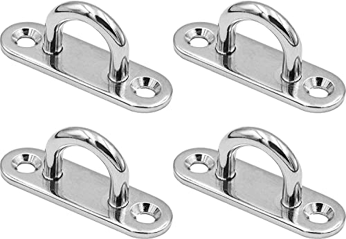 PIQIUQIU 4 Placas de Ojo de Acero Inoxidable, 5 mm, Placa de Cubierta de Acero Inoxidable, Gancho de fijación, Placa de Ojo, Gancho de Pared para sillón Colgante, toldo y Mucho más
