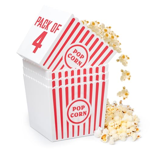 kedudes popcorn boxes plastic reusable - grease-proof leak-resistant - redwhite popcorn design - popcorn buckets - 10x85x85 inch
