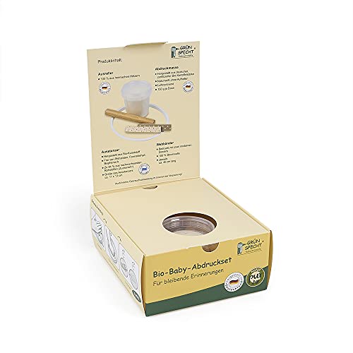 GRÜNSPECHT Bio-Baby-Abdruckset, 1 Dose Abdruckmasse & Zubehör, Baby Handabdruck & Fußabdruck, aus zertifizierter Bio-Kartoffelstärke, Geschenk Geburt (678-00)
