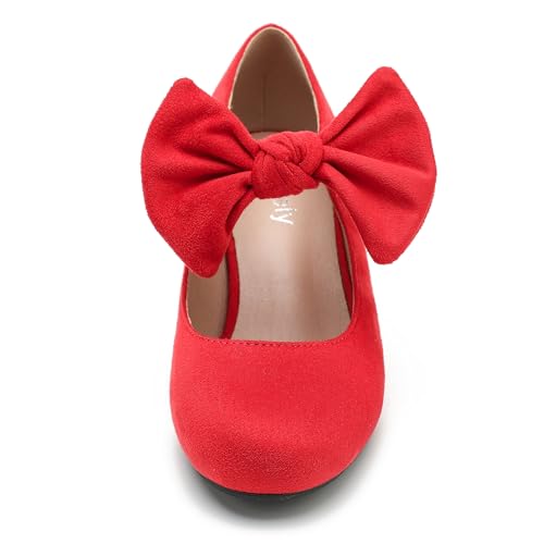 Women's Bow Mary Jane Chunky Heel Pumps Ankle Strap Round Toe Dress Wedding Party Shoes4