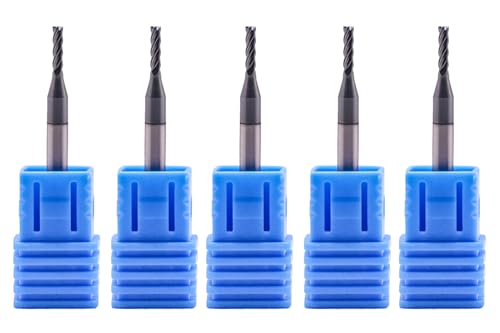 Image of 4 Flute Solid Carbide Square End Mill Set(5Pcs, 1 /16 inch), AlTiN Coated | 35 Helix, 1 /16 inch Cutting Dia, 1 /8 inch Shank Dia, 1 /4 inch LOC, 1-1 /2 inch OAL For Milling Alloy Steel, Hardened Steel, Iron, Copper