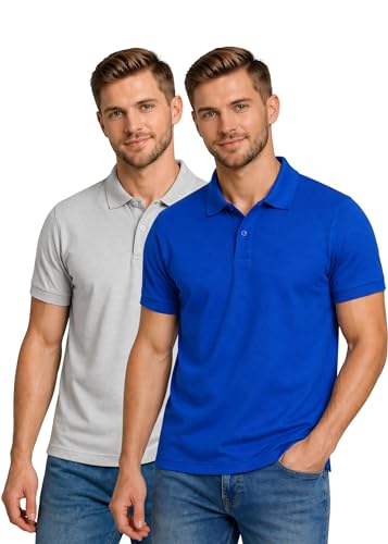Image of INKKR Men's Combo Polo Neck Cotton Blend Solid T-Shirt (Pack of 2)