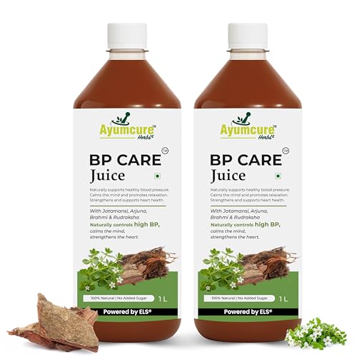 Image of Ayumcure BP CARE Juice | Ayurvedic way to manage High Blood Pressure | Jatamansi , Arjuna , Brahmi , Rudraksha | Helps in BP Levels, Tension and Sleep Quality | For Men & Women | Sugar Free | 1L ( Pack of 2 )