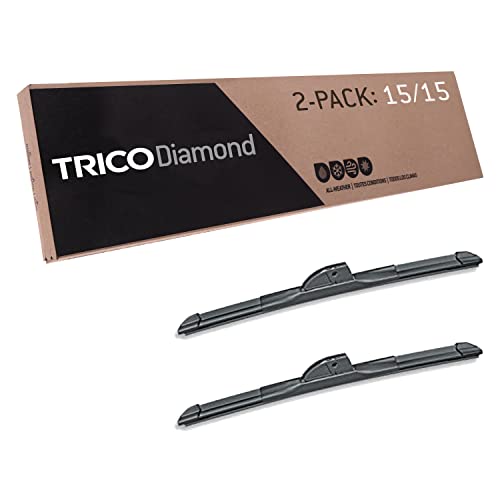 Image of TRICO Diamond 15 inch + 15 inch Super Premium Automotive Replacement Windshield Wiper Blades (Set of 2), Passenger and Driver Side All-Weather Beam Wiper Blades for Select Vehicle Models (Item #25-1515)