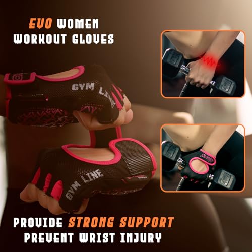 EVO Fitness Women Weight Lifting Gym Gloves Breathable Workout Ladies Exercise Training Bodybuilding Girls Cycling with Non-Slip EVA Foam Palm Protection - Image 4