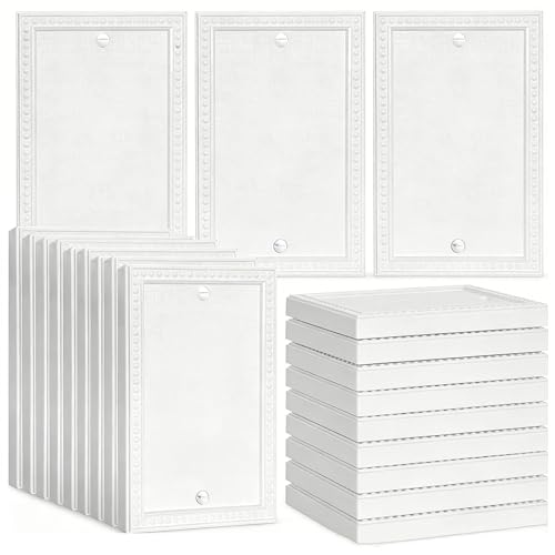 Image of ZEFTV 20 Pack Mid-Size Blank Wall Plates 1-Gang blank Switch Outlet Electrical Cover Plate Unbreakable Thermoplastic Faceplate for Light Receptacle Outlet Switch, Classic Beaded Relief Design, White