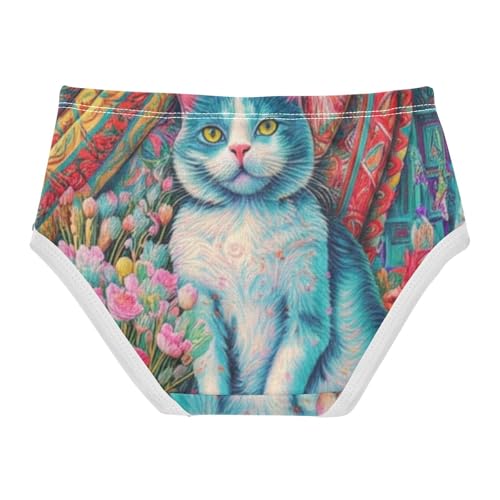 Cotton Girls Underwear Toddlers Cute Cat Flowers Colorful Panties Little Girl Cartoon Kids Undies Briefs 2t2