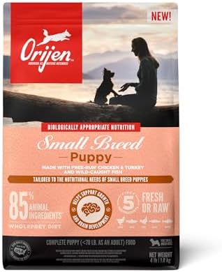 ORIJEN Grain Free High Protein Dry Dog Food Small Breed Puppy Recipe 4lb Bag