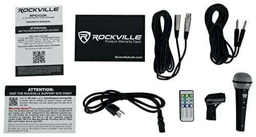 Rockville RPG102K Dual 10" Powered DJ/PA Speaker System, 1000W Peak, Bluetooth/USB/SD, Wired Mic, Stands, Remote, for DJs, Karaoke, Parties, and Live Music