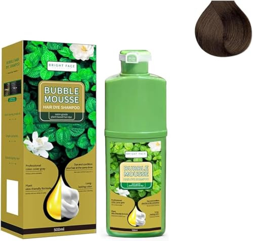 Tinte Para El Cabello De Espuma A Base De Plantas De Larga Duración, Champú De Tintes Para El Cabello Con Burbujas, Color Y Lavado 2 En 1, 500 Ml, Para Mujeres Y Hombres (Café)