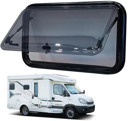 RV Exit Window 20x20in for 25-35mm Walls, Push-Out Style with Screen, Adjustable Angle - Ideal for Caravans & Campers, Durable Small RV Window
