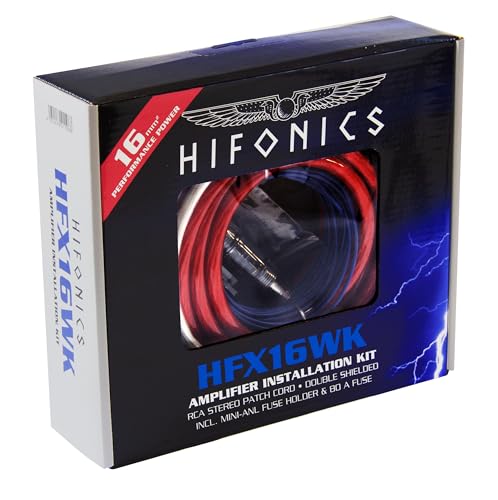 Hifonics HFX16WK - Premium -Installations-Kit 16 qmm mit vergoldeten Kabelschuhen und Mini-ANL-Sicherungshalter mit 80 A Mini-ANL-Sicherung