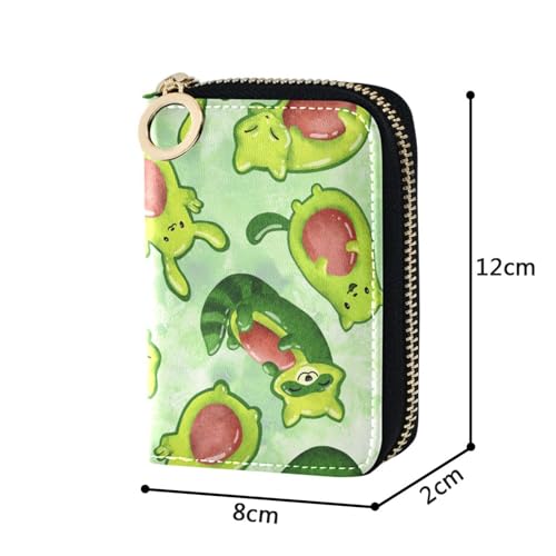 RFID Credit Card Holder Cute Avocado Animals Leather With Zipper Card Case Wallet for Women Girls4