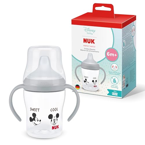 NUK Perfect Match Nuit Tasse d’apprentissage | 6+ mois | 150 ml | Tasse anti-fuite pour bébés | Poignées antidérapantes | Brille dans le noir | Disney Mickey Mouse...