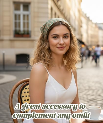 Image of Bandanas For Women, Boho Triangle Headbands, Floral Bandanas Headscarf Chiffon Hairbands Elastic Hair Scarf Boho Headbands Hair Accessories For Women Girls