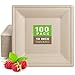 Gezond 100 Pack Compostable Square Plates 10 Inch Disposable Paper Plates Sugarcane Square Dinner Plate Unbleached Eco-friendly Large Plate for Party 1