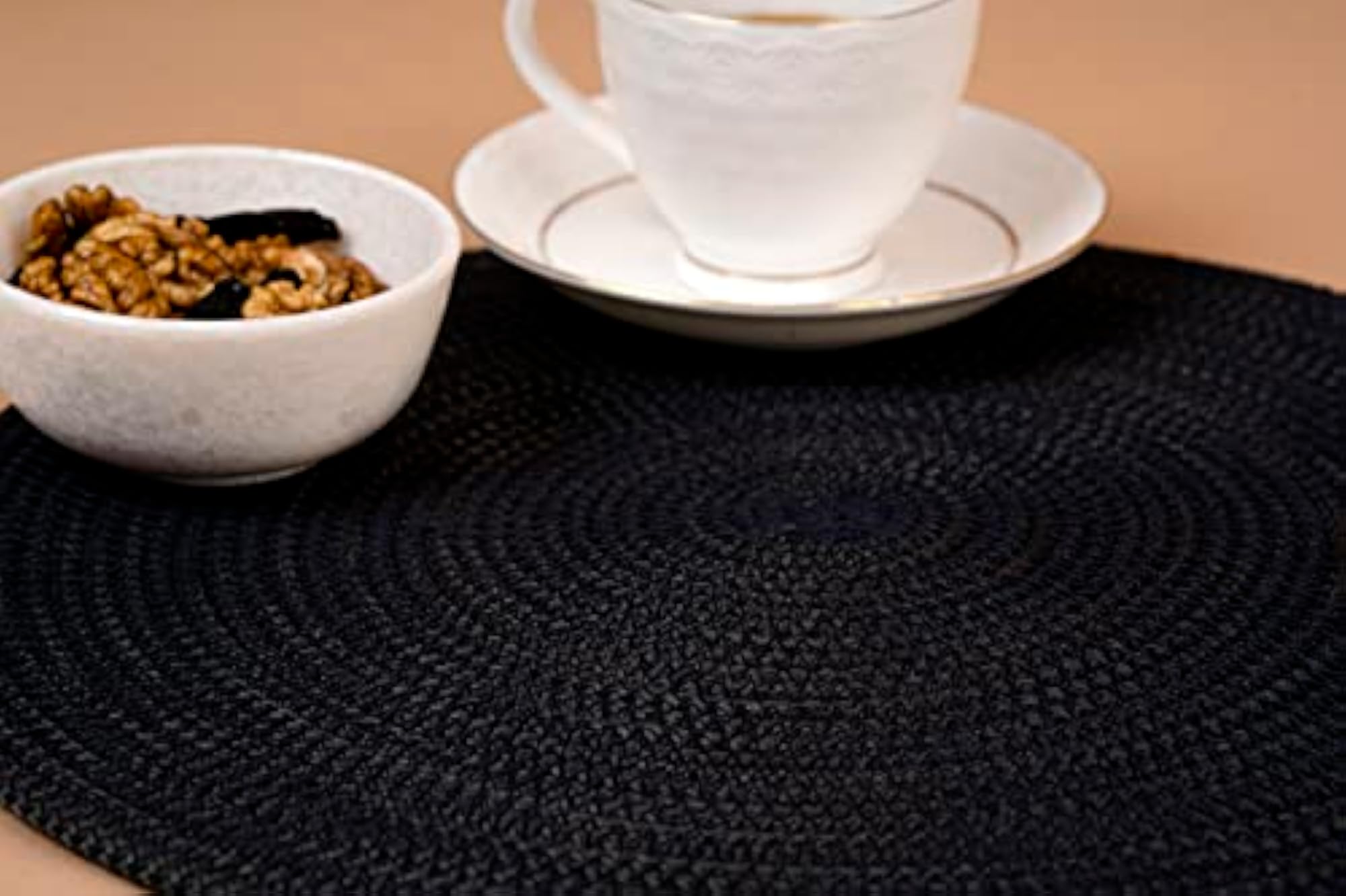 Braided Polyester Round Placemats for Dining Table, Handmade Decor