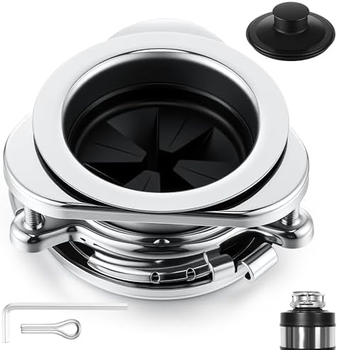 Saillong Garbage Disposal Flange, 3 Bolt Mount Stainless Steel Kitchen Sink Flange Kit with Stopper for 3 1/2 Inch Standard Sink Drain Hole, Compatible with InSinkErator Models Garbage Disposal