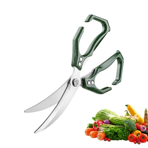 Tijeras para aves de corral, 2 en 1, tijeras de alimentos con cascanueces, versátiles tijeras de acero inoxidable para preparación de alimentos, cocinar y procesar carne, aves de corral