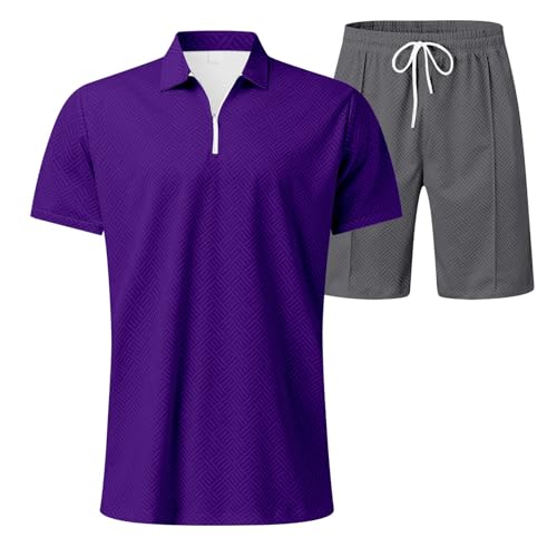 Ensemble homme t-shirt et short violet de qualité supérieure pour le plein air