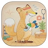 Mr. & Mrs. Panda Untersetzer für Gläser Fuchs Fitness Design - Geschenk, Coaster, Tischuntersetzer, Sport, Fitnessstudio, Tassen, Kraftsport, Quadratisch, Treiben, Sportclub, gläseruntersetzer