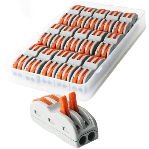 CESFONJER Lever-Nut Surtidas Conector, Bloque de Terminales de Barra de Presión Bilateral de 4 Orificios, Conductores de Surtido Conectores de Cable Compacto SPL-2 (Paquete de 15)