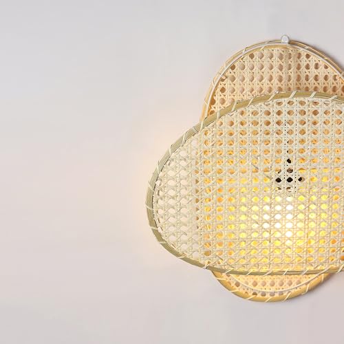 Image of Habere India-All the Cultures Fabricating India Wall Lamp for Living Room | Decor Lights | Lamps for Bedroom | Lamp for Wall | Cane Webbing Lights - Oval (M: 45 * 46 * 12 cm)