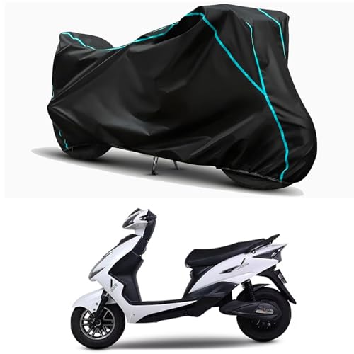 Image of Waterproof Bike Body Cover Compatible for | EeVe Wind STD | Taffeta Fabric, Sky Piping Design, Bottom Elastic Fit | Dustproof, Sun UV & Rain Protection for All Weather.