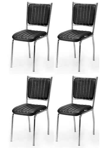 Image of GOYALSON Office Chair Visitor Without arm Rest with Steel Frame Chair and Cushioned seat Back, Chair Without Wheels Holds up to 110 kg Heavy Design (4, Black, Heavy 3)