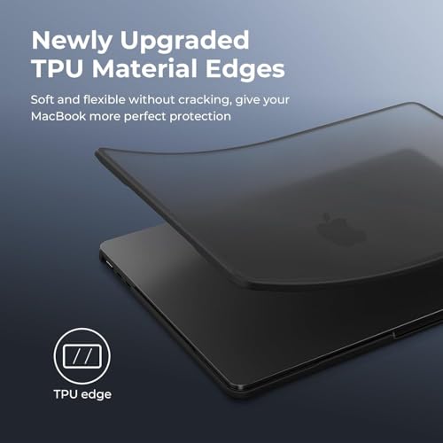 Image of Meyaar Compatible with MacBook Neo Case 13 Inch A3404 with A18 Pro Chip 2026, Transparent Hard Shell Plastic Snap-On Protective Cover (Frosted Black, for MacBook Neo 13 inch (A3404))