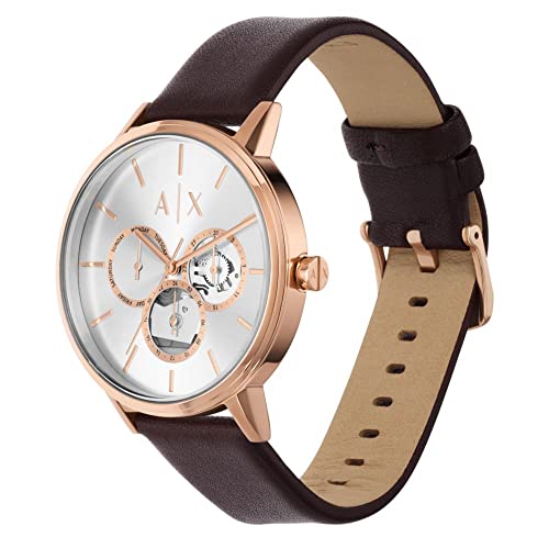 Armani Exchange Analog Silver Dial Men's Watch-AX2756 Genuine Leather, Brown Strap - Image 3