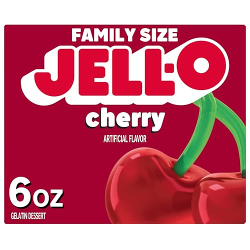 Jell-O Cherry Gelatin Dessert Mix, Family Size, 6 oz Box