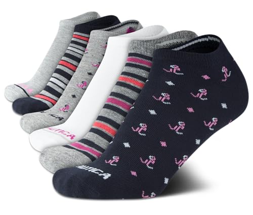 Nautica Women's Socks - Lightweight Athletic Low Cut Socks (6 Pack), Size 4-10, Navy Assorted