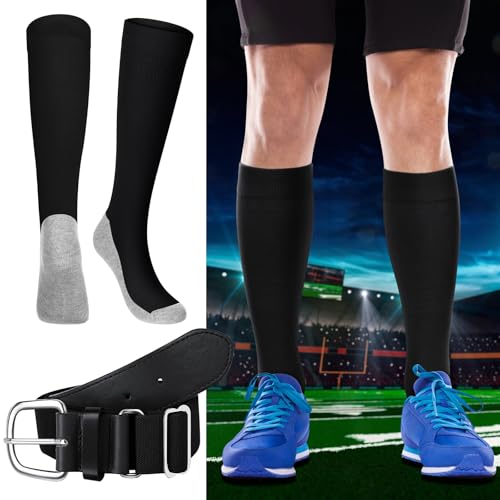 Haysandy Baseball Sock and Belt Combo Set 2 Thick Adjustable Softball Socks with Elastic Waist Belt for Youth Adults4