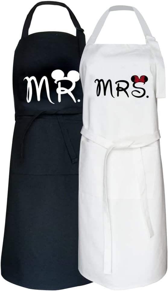 VMNlooking Kitchen Apron Gifts Set Couples Gifts for Engagements Who Have Everything Weddings
